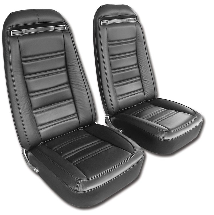 419620 Leather Seat Covers, 1975-1975 Chevy Corvette, Black, 100-percent-Leather