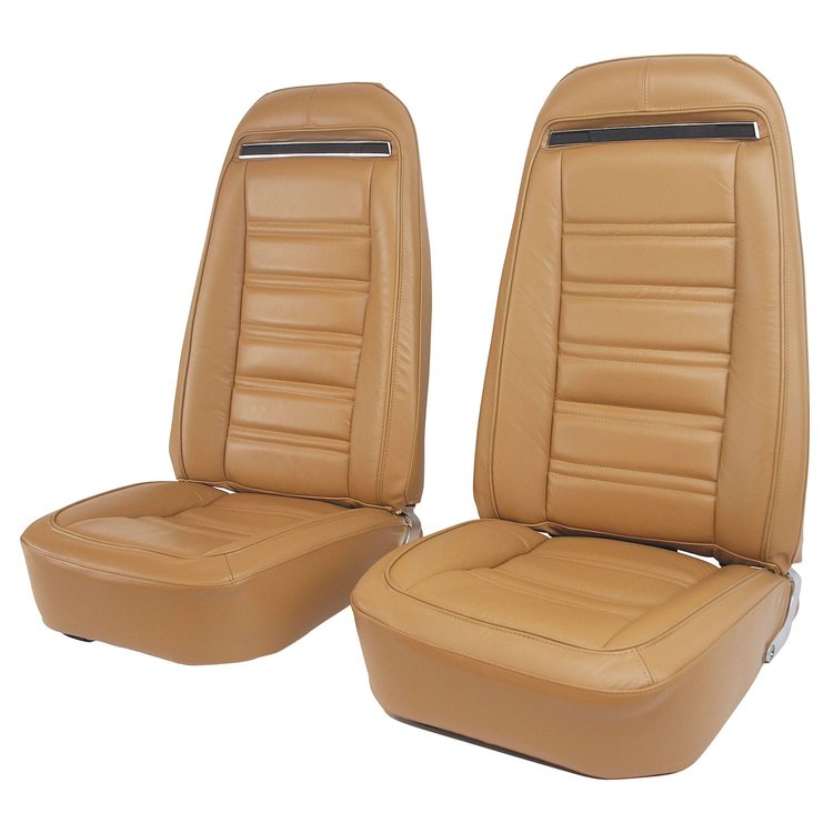 419651 Leather Seat Covers, 1975-1975 Chevy Corvette, Medium Saddle 100-percent-Leather