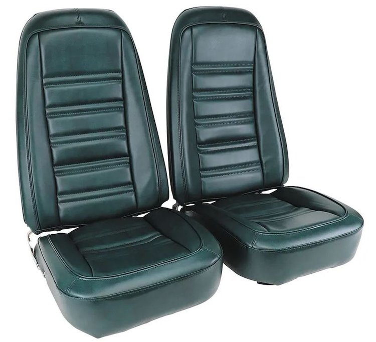 419719M Mounted Seats, 1976-1976 Chevy Corvette, Bluegreen Leather Vinyl