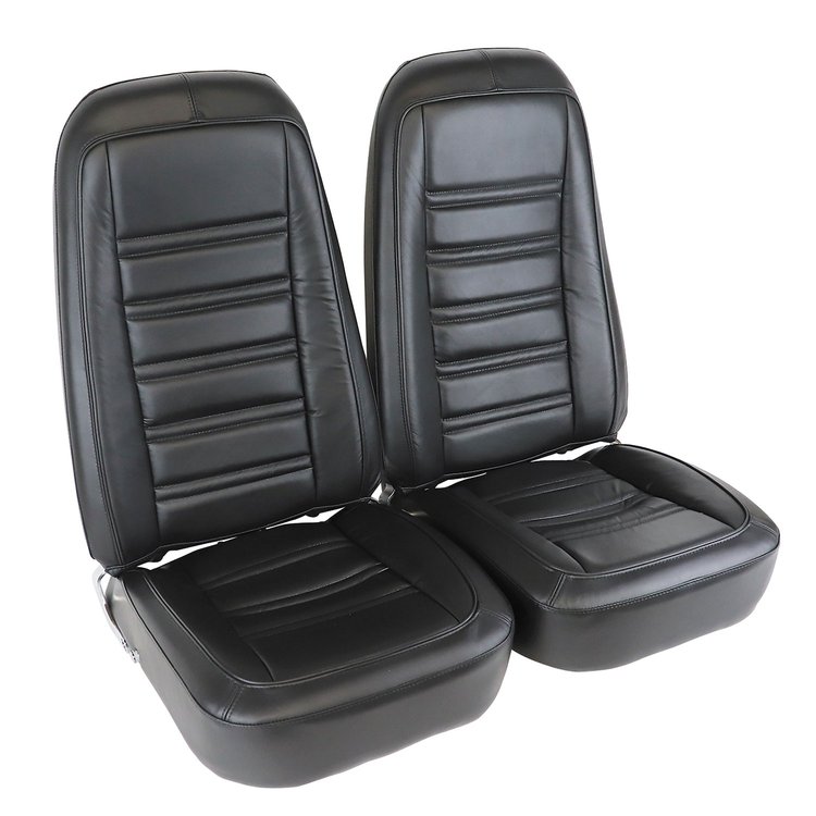 419720M Mounted Seats, 1976-1978 Chevy Corvette, Black, Leather Vinyl