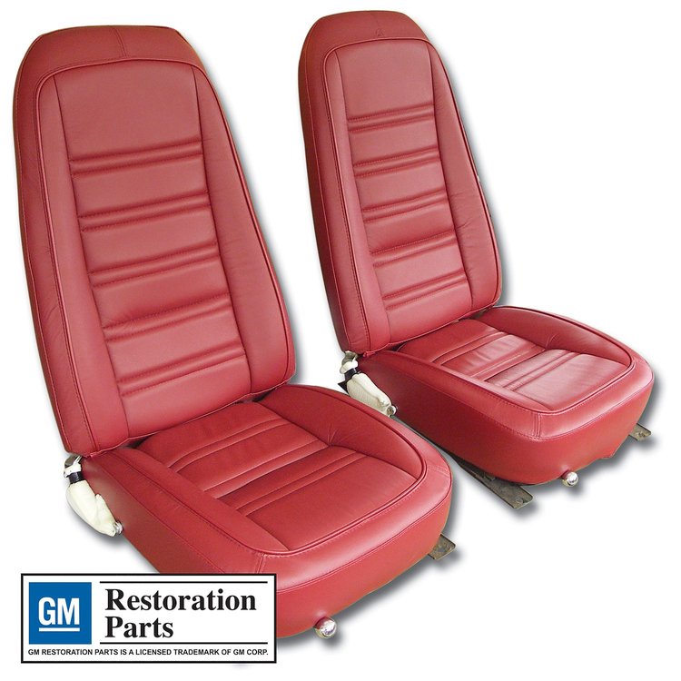 419724M Mounted Seats, 1977-1978 Chevy Corvette, Red Leather Vinyl
