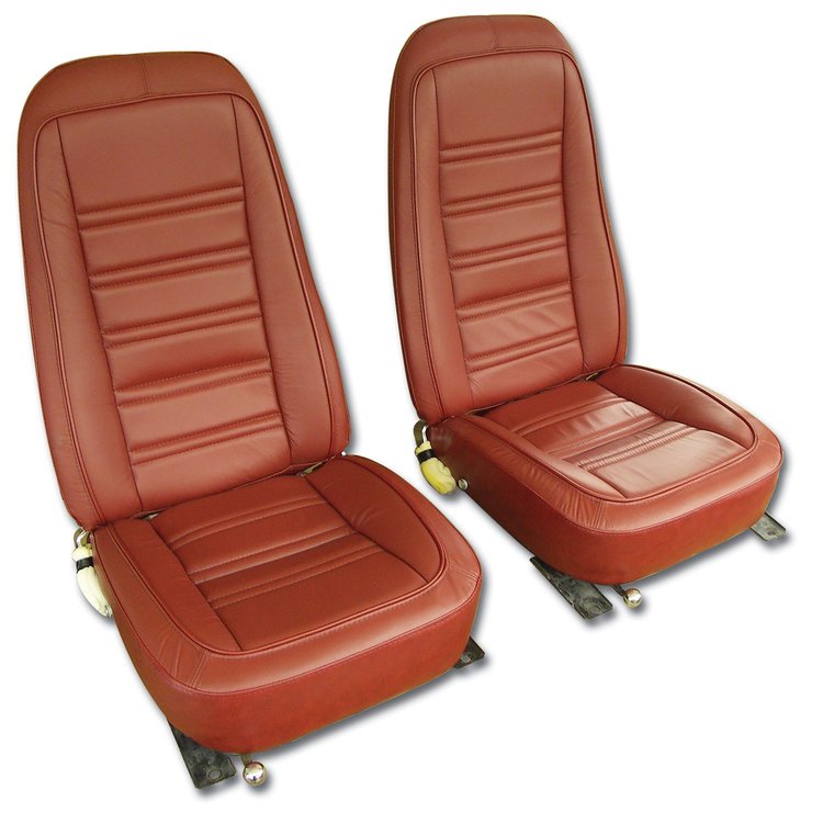 419734 Leather Seat Covers, 1976-1976 Chevy Corvette, Firethorn Leather/Vinyl Original