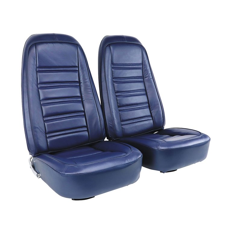 419745 Leather Seat Covers, 1977-1977 Chevy Corvette, Dark Blue Leather/Vinyl Original