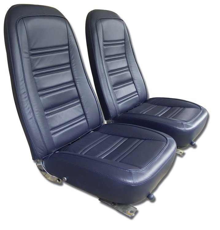 419748M Mounted Seats, 1978-1978 Chevy Corvette, Dark Blue Leather Vinyl