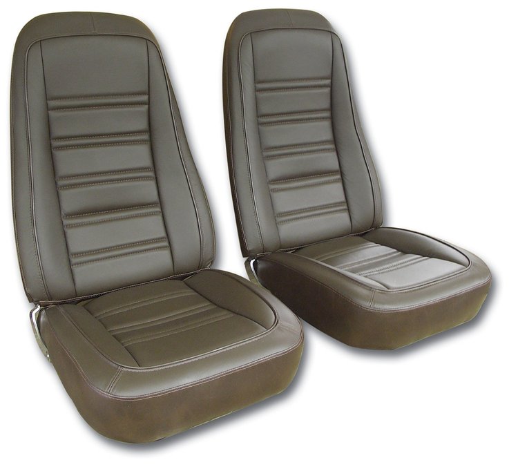 419755M Mounted Seats, 1976-1978 Chevy Corvette, Dark Brown Leather Vinyl