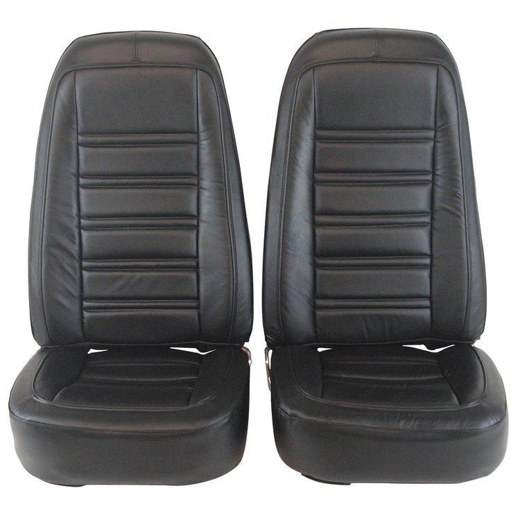 419820M Mounted Seats, 1976-1978 Chevy Corvette, Black, 100-percent Leather