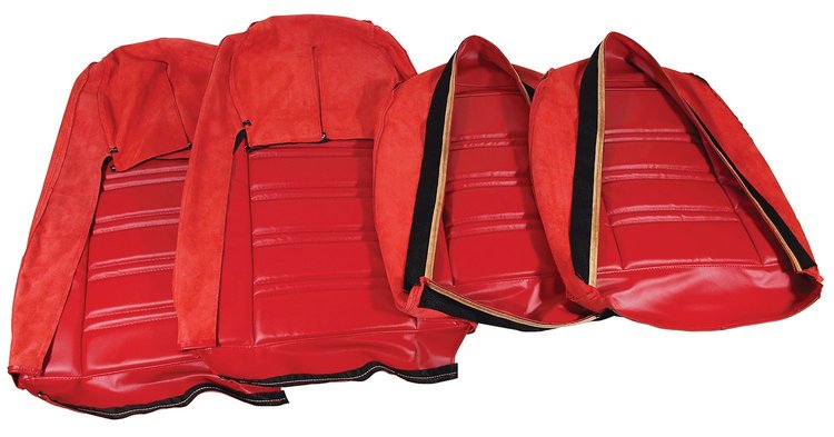 419824 Leather Seat Covers, 1977-1978 Chevy Corvette, Red 100-percent-Leather