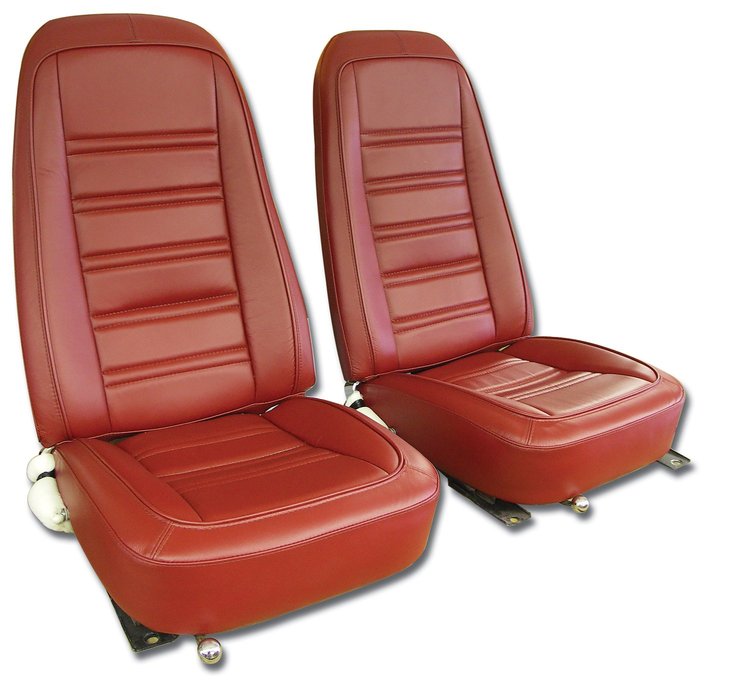 419834 Leather Seat Covers, 1976-1976 Chevy Corvette, Firethorn 100-percent-Leather
