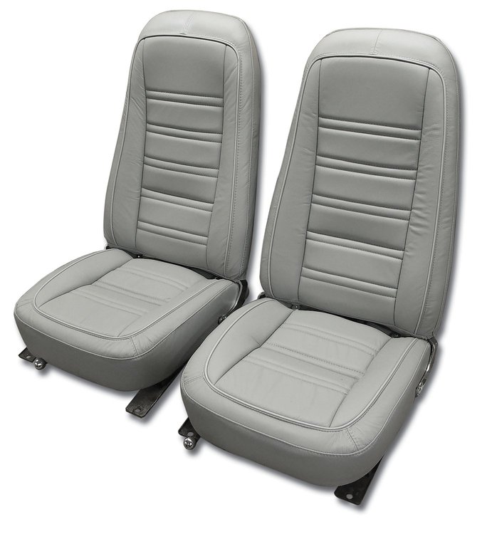 419867 Leather Seat Covers, 1976-1977 Chevy Corvette, Smoke 100-percent-Leather