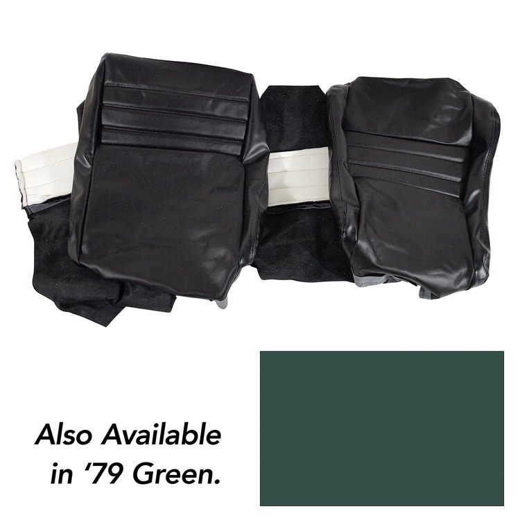 419914 Leather Seat Covers, 1979-1979 Chevy Corvette, Green Leather/Vinyl Original 2 in. Bolster