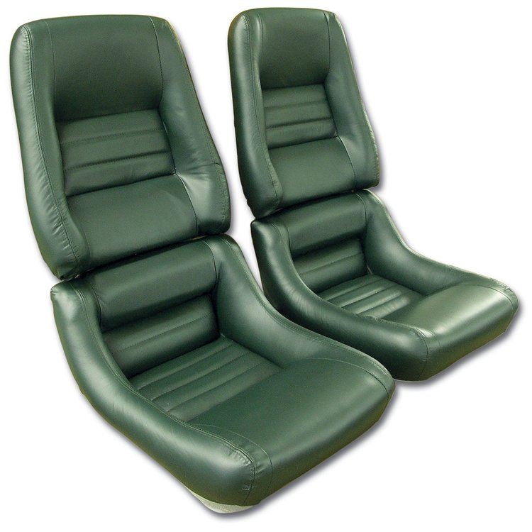 420114 Leather Seat Covers, 1979-1979 Chevy Corvette, Green Leather/Vinyl Original 4 in. Bolster