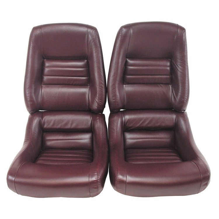 420136 Leather Seat Covers, 1980-1980 Chevy Corvette, Claret Leather/Vinyl Original 4 in. Bolster