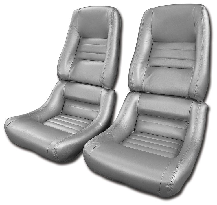 420162 Leather Seat Covers, 1978-1978 Chevy Corvette, Silver Pace Leathr/Vinyl Original 4 in. Bolster