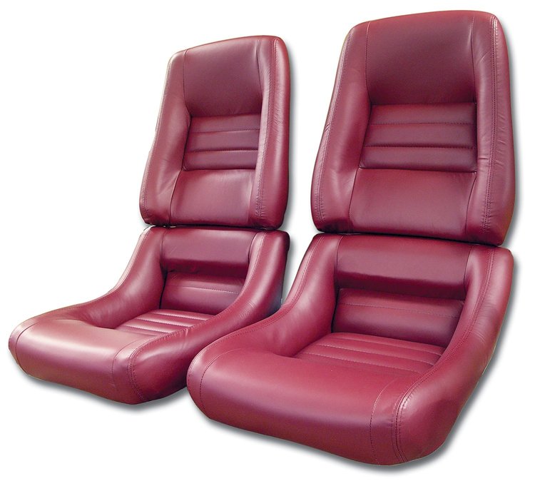 420226 Leather Seat Covers, 1982-1982 Chevy Corvette, Red 100-percent-Leather 4 in. Bolster