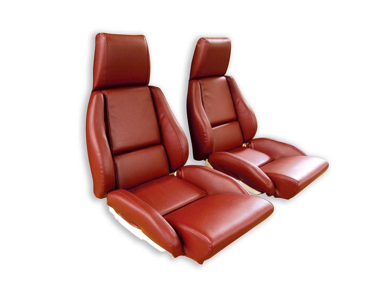 420327 Leather Seat Covers, 1984-1985 Chevy Corvette, Red Standard