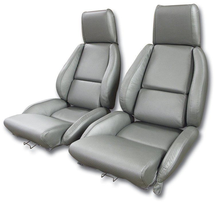 420369 Leather Seat Covers, 1984-1987 Chevy Corvette, Gray Standard
