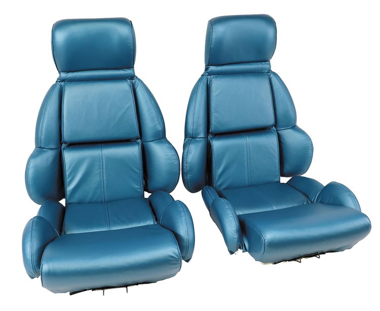 420474 Leather Seat Covers, 1989-1989 Chevy Corvette, Blue, Standard