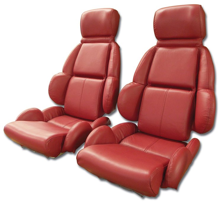 420475 Leather Seat Covers, 1989-1992 Chevy Corvette, Red Standard