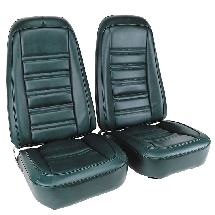 421519M Mounted Seats, 1976-1976 Chevy Corvette, Bluegreen Leather-Like Vinyl