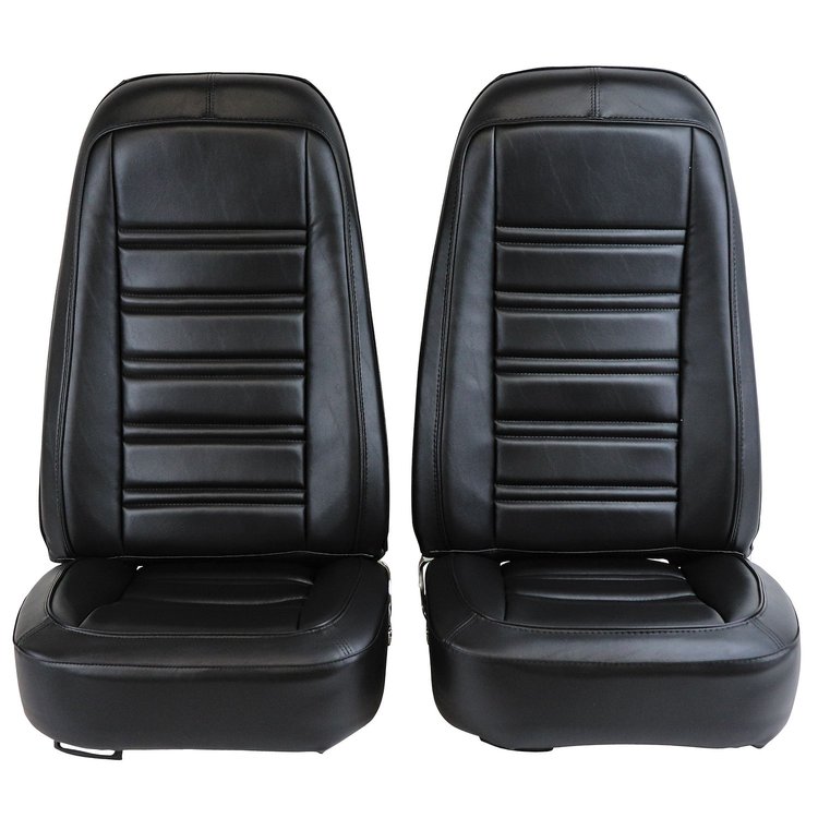 421520M Mounted Seats, 1976-1978 Chevy Corvette, Black, Leather-Like Vinyl