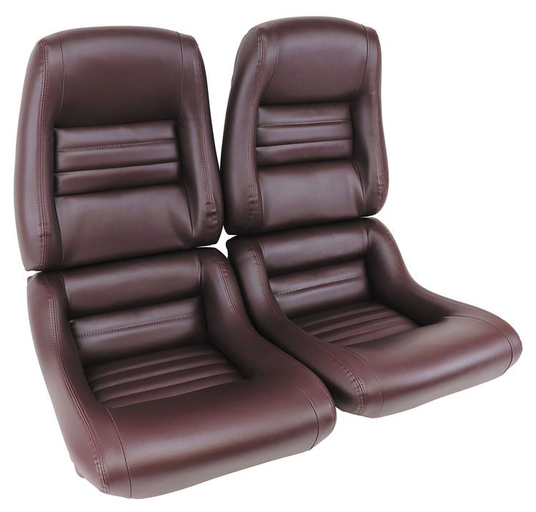 421636 Leather-Like Vinyl Seat Covers, 1980-1980 Chevy Corvette, Claret 2 in. Bolster