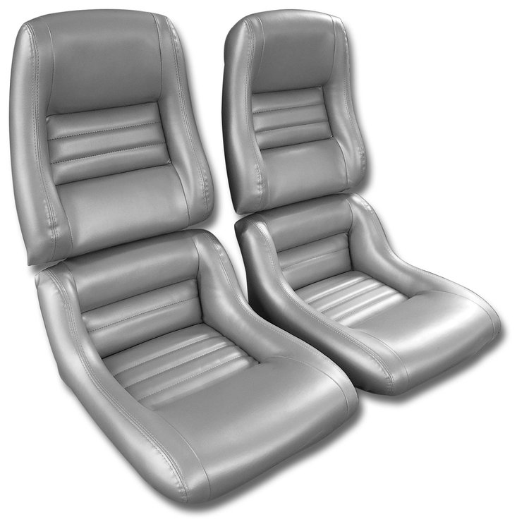421664 Leather-Like Vinyl Seat Covers, 1981-1981 Chevy Corvette, Silver 2 in. Bolster