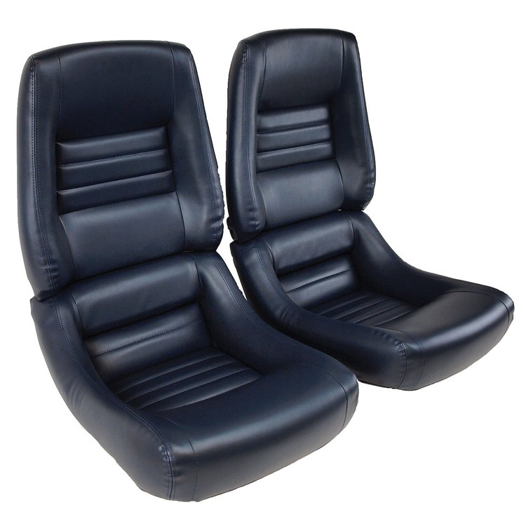 421746 Leather-Like Vinyl Seat Covers, 1982-1982 Chevy Corvette, Dark Blue 4 in. Bolster