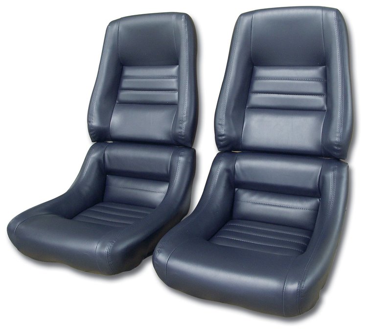 421748 Leather-Like Vinyl Seat Covers, 1979-1981 Chevy Corvette, Dark Blue 4 in. Bolster