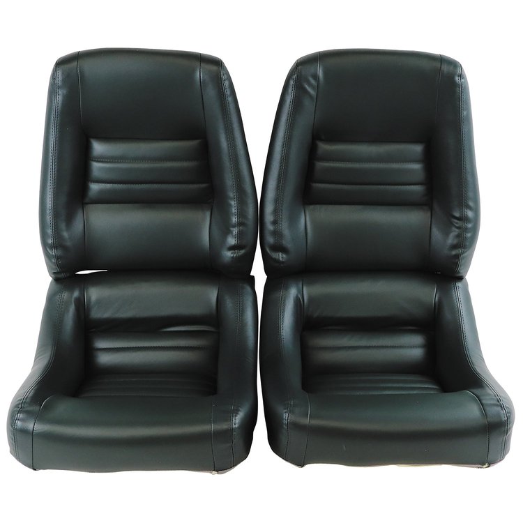 422514 Mounted Leather Seat Covers, 1979-1979 Chevy Corvette, Green Lthr/Vinyl Original 4 in. Bolster