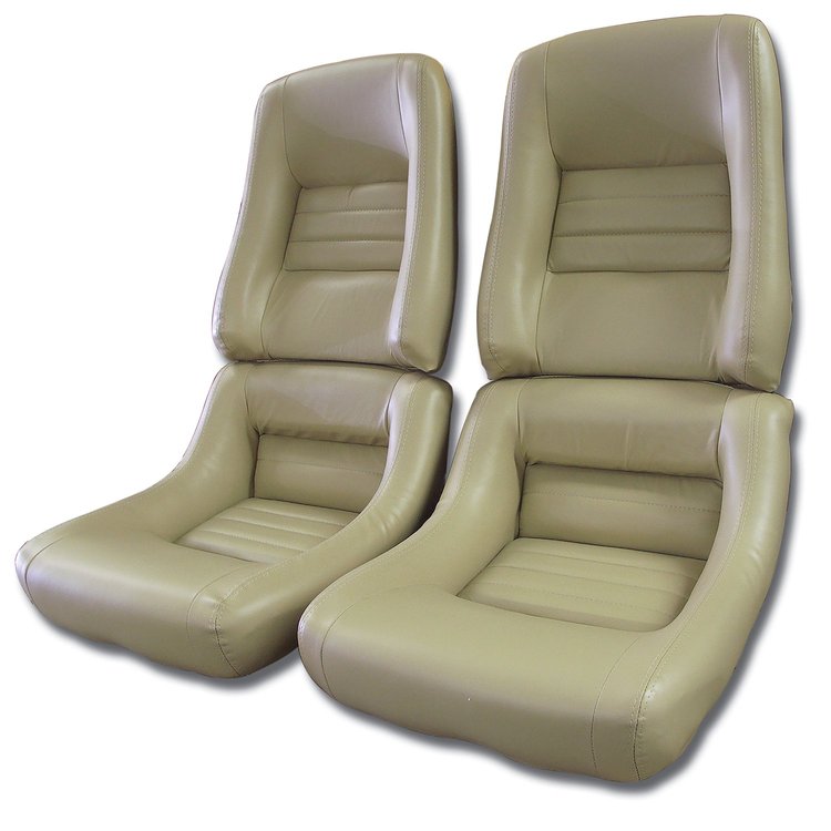 422550 Mounted Leather Seat Covers, 1979-1980 Chevy Corvette, Doeskin Lthr/Vnyl Original 4 in. Bolstr