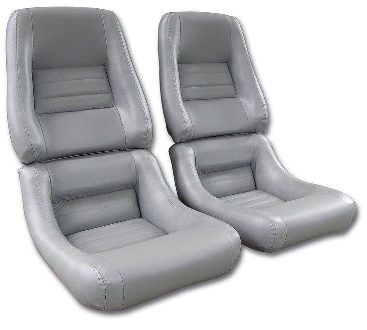 422568 Mounted Leather Seat Covers, 1982-1982 Chevy Corvette, Gray Lthr/Vinyl Original 4 in. Bolster