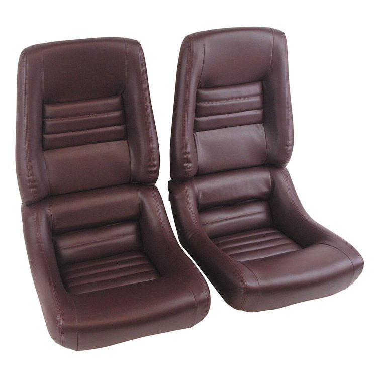 422736 Mounted Leather-Like Vinyl Seat Covers, 1980-1980 Chevy Corvette, Claret 4 in. Bolster