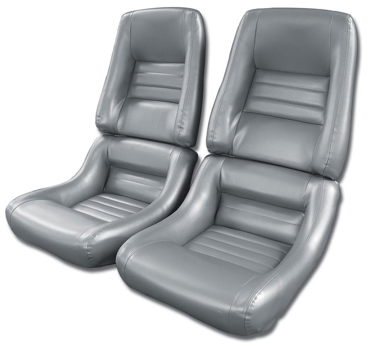 422764 Mounted Leather-Like Vinyl Seat Covers, 1981-1981 Chevy Corvette, Silver 4 in. Bolster