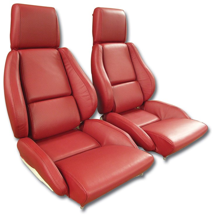 422875 Mounted Leather Seat Covers, 1986-1988 Chevy Corvette, Red Standard