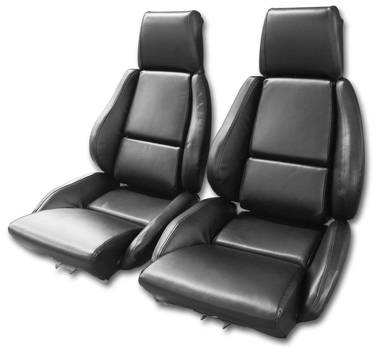 422920 Mounted Leather-Like Vinyl Seat Covers, 1984-1988 Chevy Corvette, Black, Standard