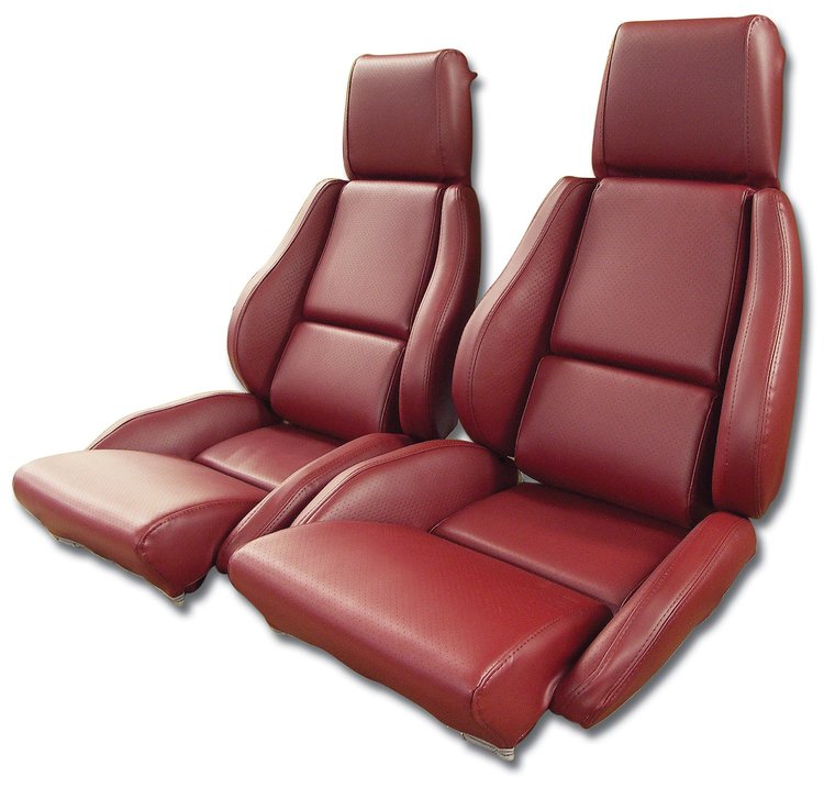 422927 Mounted Leather-Like Vinyl Seat Covers, 1984-1985 Chevy Corvette, Red Standard