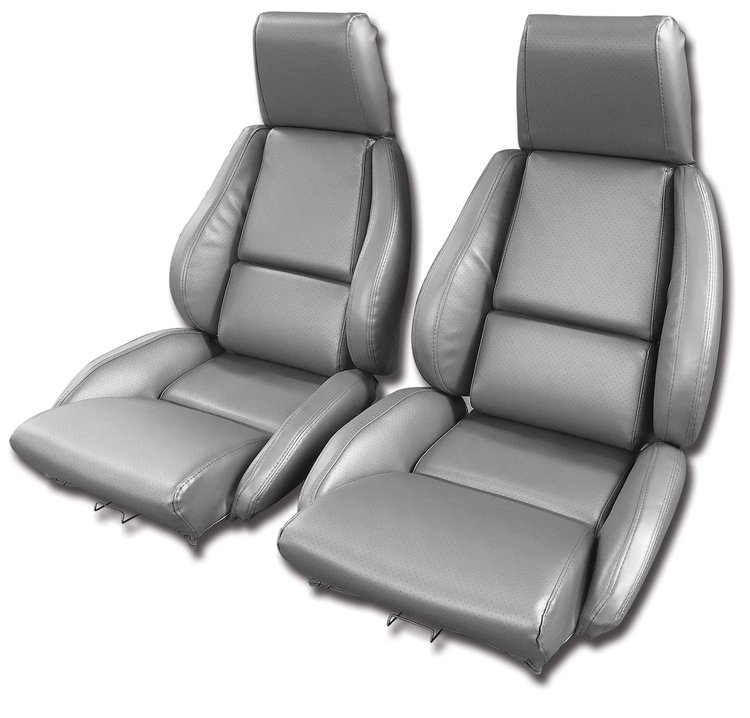 422969 Mounted Leather-Like Vinyl Seat Covers, 1984-1987 Chevy Corvette, Gray Standard