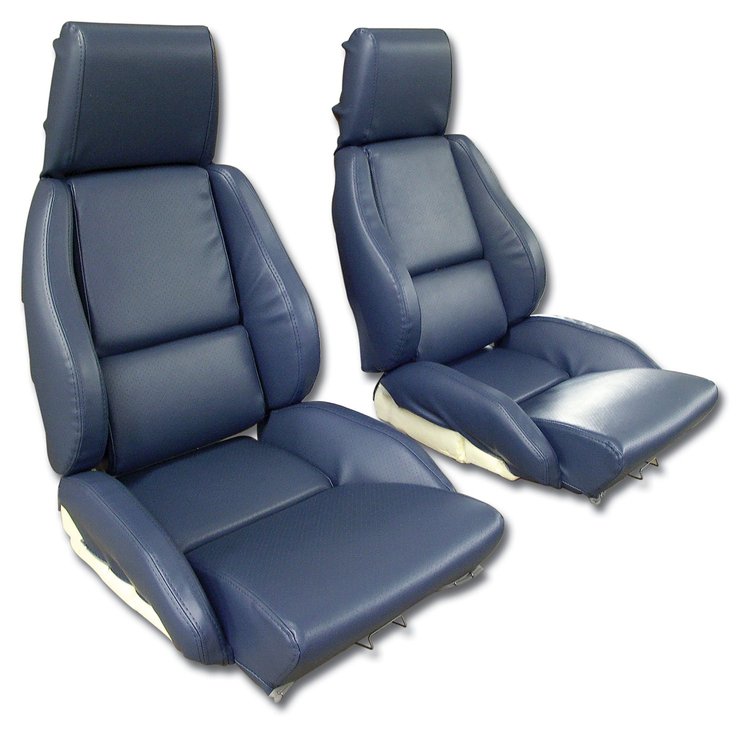 422970 Mounted Leather-Like Vinyl Seat Covers, 1984-1985 Chevy Corvette, Blue, Standard