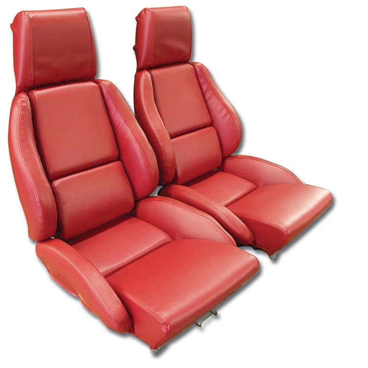 422975 Mounted Leather-Like Vinyl Seat Covers, 1986-1988 Chevy Corvette, Red Standard