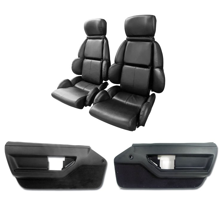 423020KCP Interior Package, 1989-1989 Chevy Corvette, Mounted Standard Leather Seats, Black, Coupe