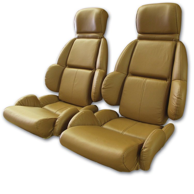 423078 Mounted Leather Seat Covers, 1989-1991 Chevy Corvette, Saddle Standard