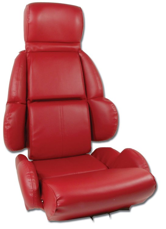 423175 Mounted Leather-Like Vinyl Seat Covers, 1989-1992 Chevy Corvette, Red Standard
