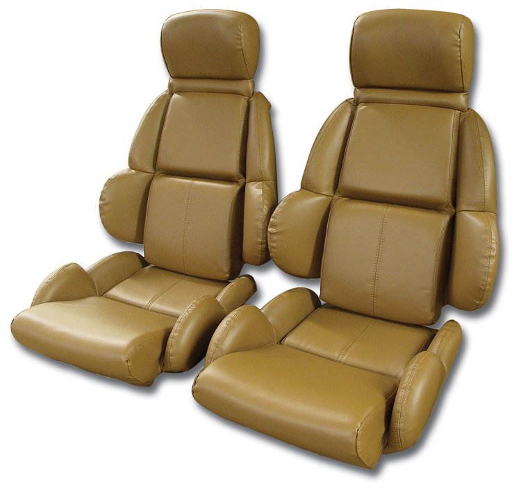 423178 Mounted Leather-Like Vinyl Seat Covers, 1989-1991 Chevy Corvette, Saddle Standard