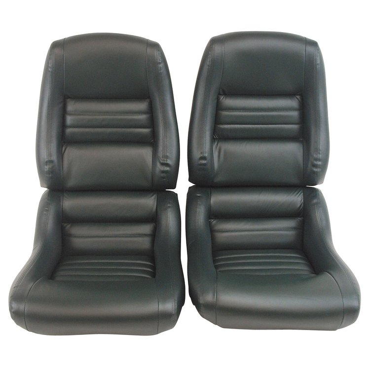 423214 Mounted Leather Seat Covers, 1979-1979 Chevy Corvette, Green Lthr/Vinyl Original 2 in. Bolster