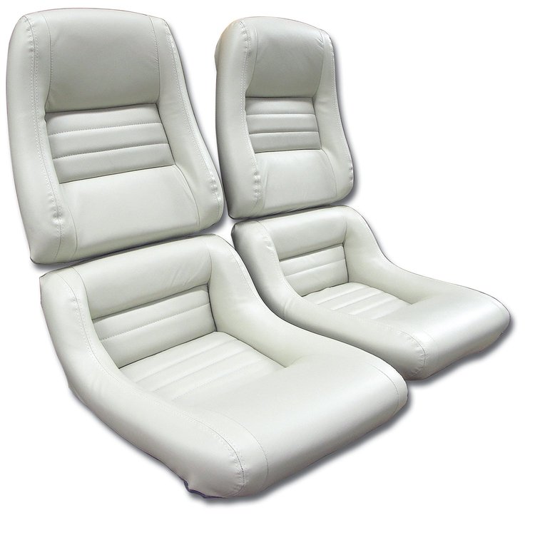 423266 Mounted Leather Seat Covers, 1979-1980 Chevy Corvette, Oyster Lthr/Vnyl Original 2 in. Bolster
