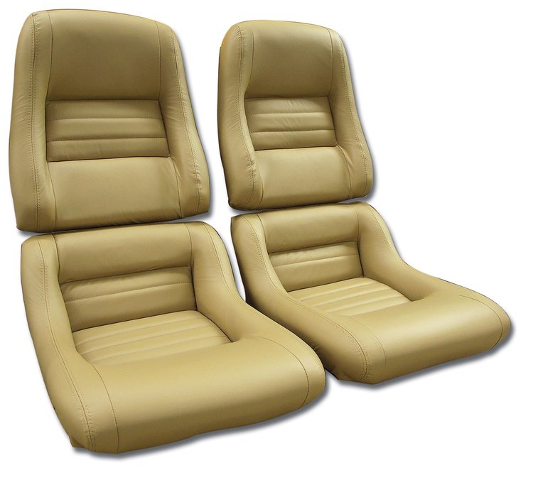 423358 Mounted Leather Seat Covers, 1981-1982 Chevy Corvette, Camel 100-percent-Leather 2 in. Bolster