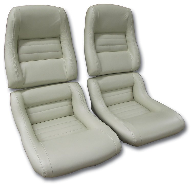 423366 Mounted Leather Seat Covers, 1979-1980 Chevy Corvette, Oyster 100-percent-Leather 2 in. Bolster