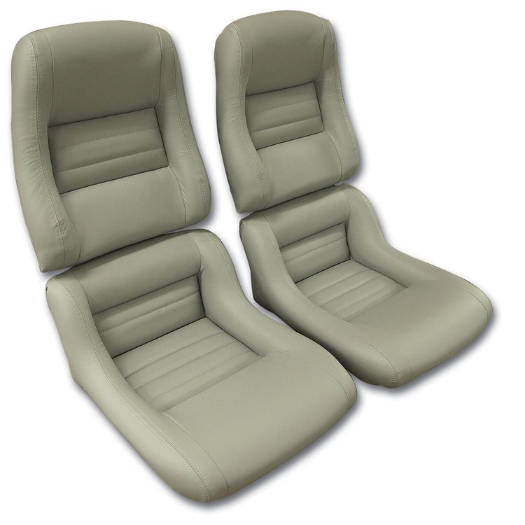 423368 Mounted Leather Seat Covers, 1982-1982 Chevy Corvette, Gray 100-percent-Leather 2 in. Bolster