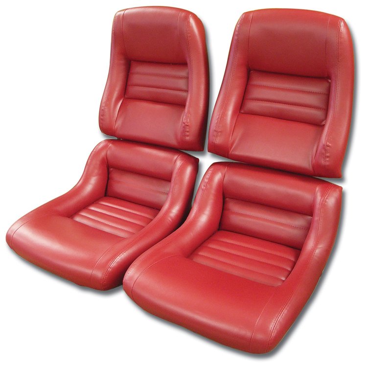 423424 Mounted Leather-Like Vinyl Seat Covers, 1979-1981 Chevy Corvette, Red 2 in. Bolster
