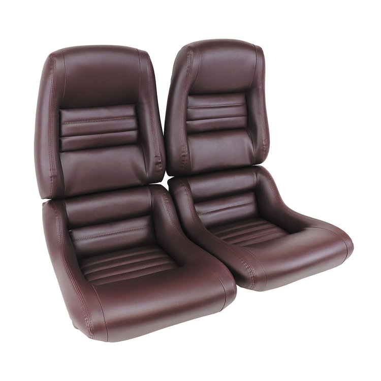 423436 Mounted Leather-Like Vinyl Seat Covers, 1980-1980 Chevy Corvette, Claret 2 in. Bolster